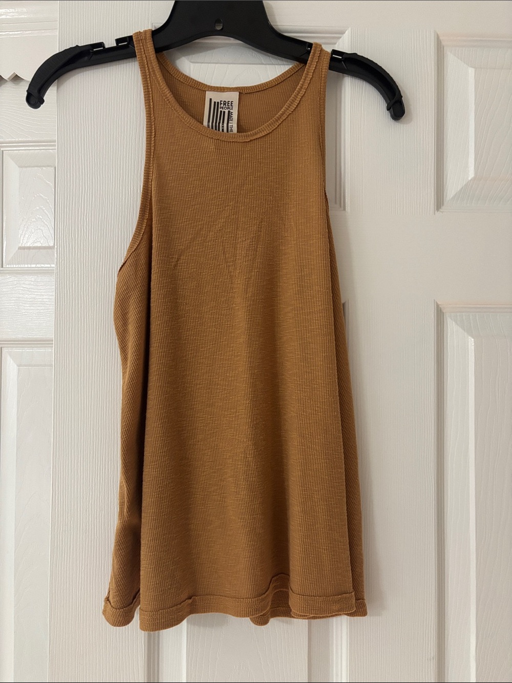 Free People Ribbed Tank in Camel Brown